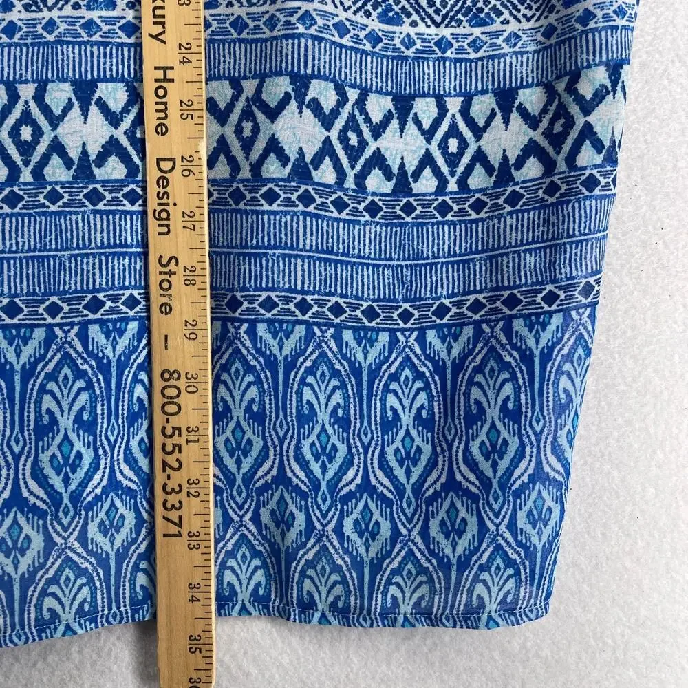 CHICOS Tunic 3 XL Chiffon Seaside Scroll Kurta Embellished Long Sleeve Blue NEW - Picture 13 of 14